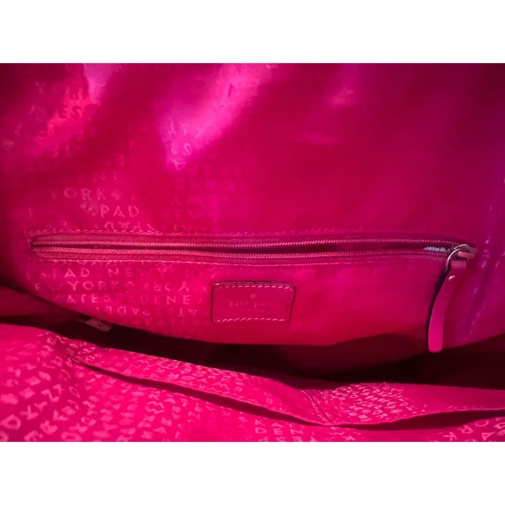 Kate Spade New York Spade‎ Logo Tote Bag Tan Pink Leather Trim Shoulder Bag